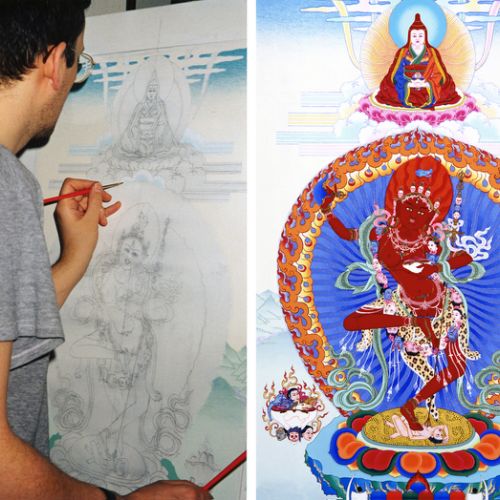 Peinture de thangka traditionnel, 1998.