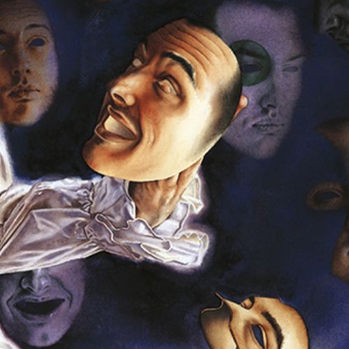 Bal et masques, aquarelle. En collection privée.